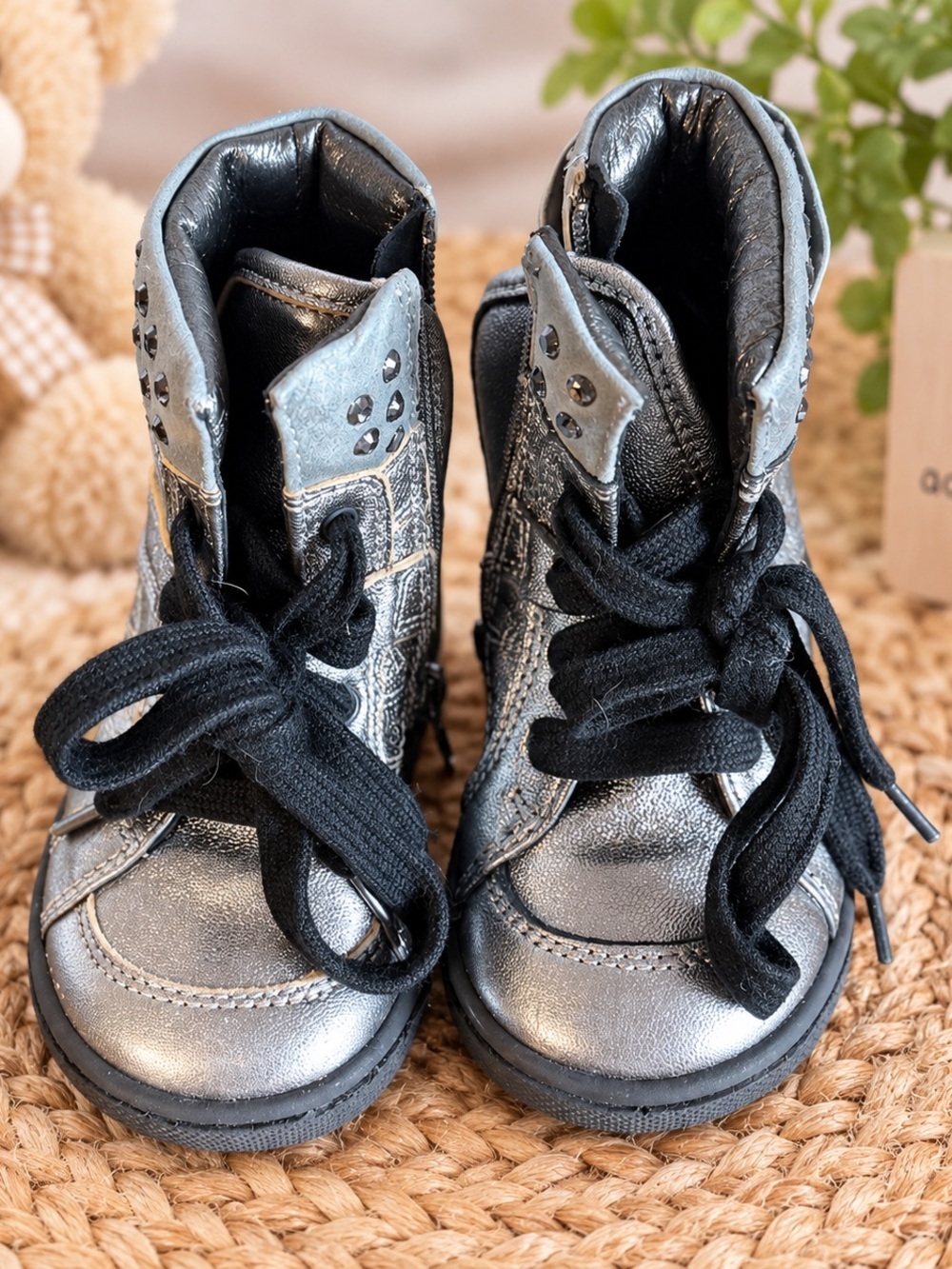 GF Ferre Metallic Leather High-Top Toddler Shoes – EU 20, Made in Italy